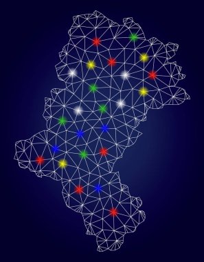 Renkli Parlama Noktalar ile 2d Örgü Vektör Silezya Voyvodaship Harita