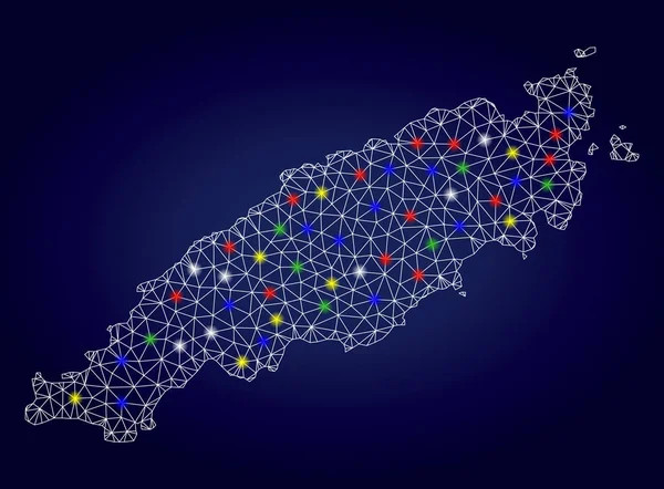 Карта острова Тобаго с красочными световыми пятнами — стоковый вектор