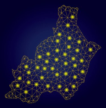 Işık Noktalar ile Polygonal 2d Sarı Almeria İl Haritası