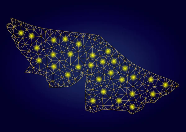 Carte d'état polygonale 2D jaune Acre avec points lumineux — Image vectorielle