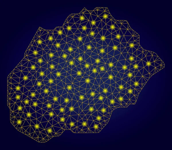 Carte polygonale de l'île d'Alegranza jaune avec des points lumineux — Image vectorielle