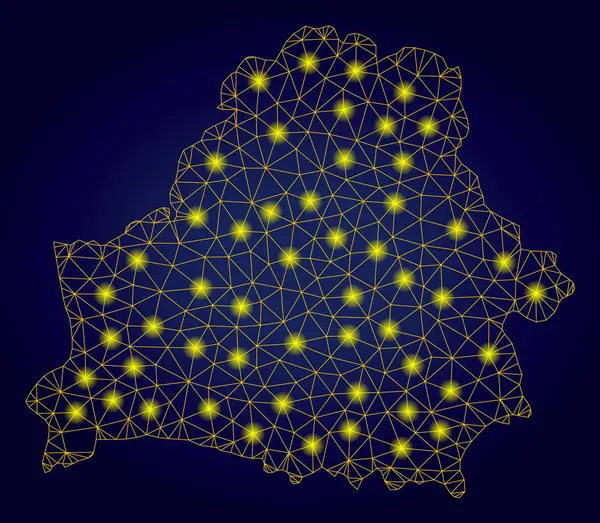 Carte polygonale de la Biélorussie avec des taches lumineuses — Image vectorielle