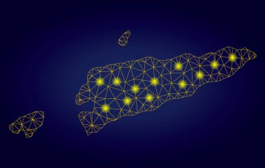 Işık Noktalar ile Polygonal Karkas Sarı Doğu Timor Haritası