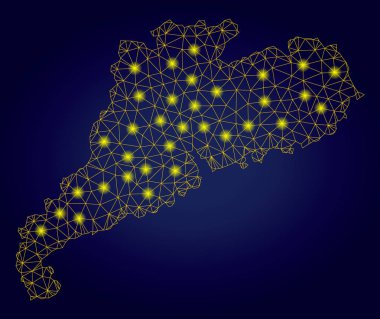 Parlak Işık Spotları ile Polygonal 2d Sarı Guangdong İl Haritası