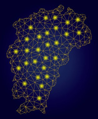 Işık Lekeleri ile Polygonal Mesh Sarı Jiangxi İl Haritası