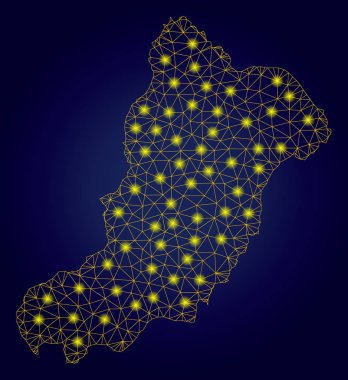 Parlak Işık Spotları ile Polygonal Mesh Sarı La Graciosa Ada Haritası
