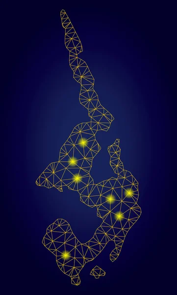 Mapa amarelo poligonal de Koh Phi Leh 2D com pontos claros —  Vetores de Stock