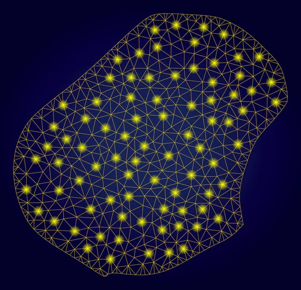 Polygonal Mesh Yellow Nauru Map with Light Spots — Stock Vector