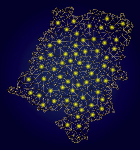 Polygonální 2D žluté Opole vojvodství mapa s jasně světlými skvrnami — Stockový vektor