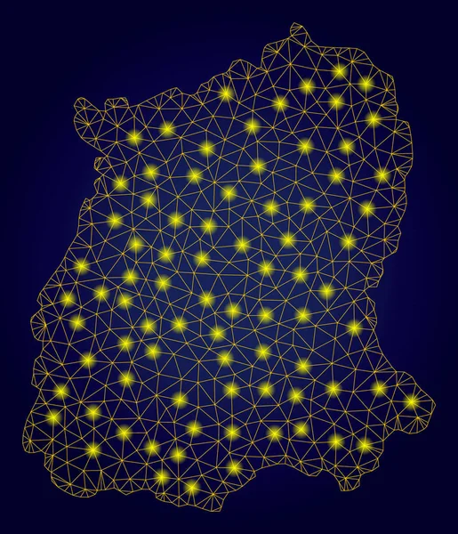 Carte de l'État du Sikkim jaune avec des taches lumineuses — Image vectorielle