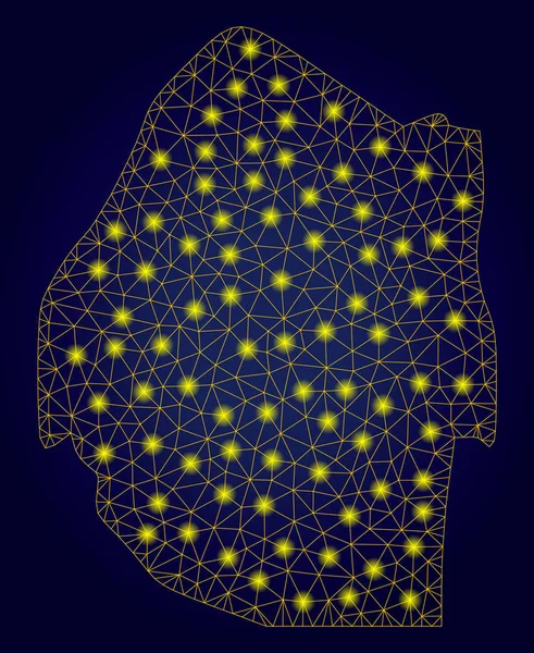 Carte polygonale du Swaziland jaune avec des taches lumineuses — Image vectorielle