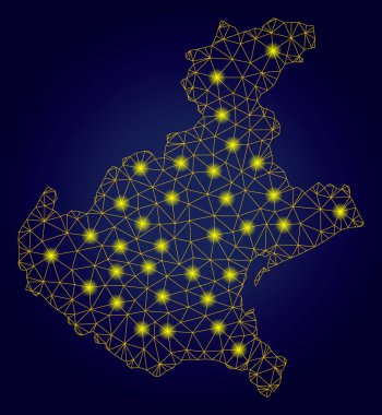 Polygonal Mesh Yellow Veneto Region Map with Light Spots clipart