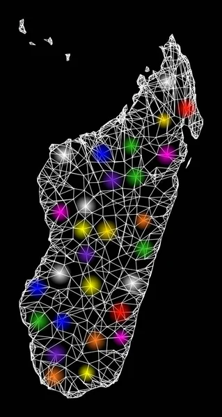 Web 2D карта острова Мадагаскар с Shiny Light Spots — стоковый вектор