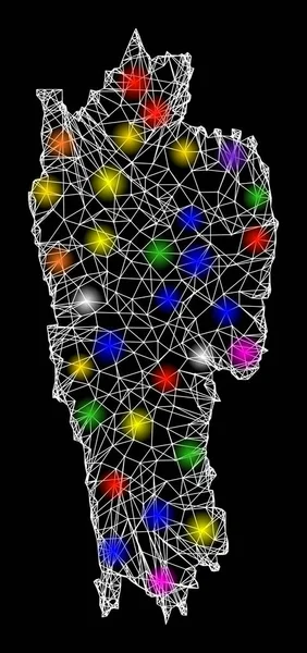 Web 2D Карта штата Мизорам с яркими пятнами — стоковый вектор
