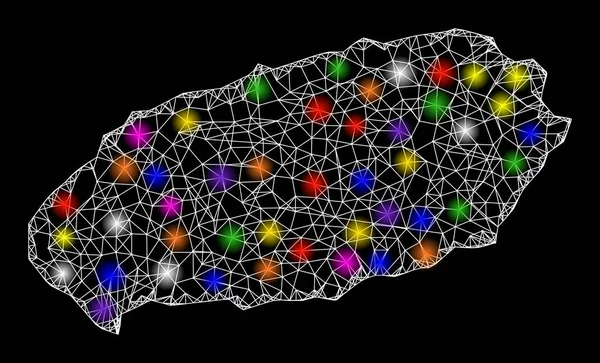 Карта острова Чеджу с яркими пятнами света — стоковый вектор