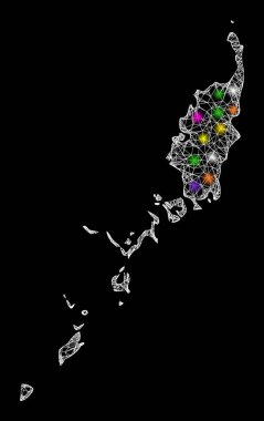 Palau Adalarının Parlak Işıklı Ağ Haritası