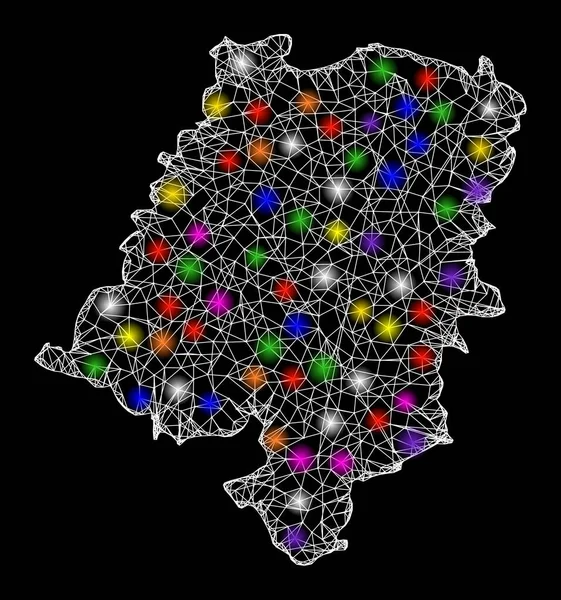 Δικτυακός χάρτης της επαρχίας Opole με φωτεινές κηλίδες φωτός — Διανυσματικό Αρχείο