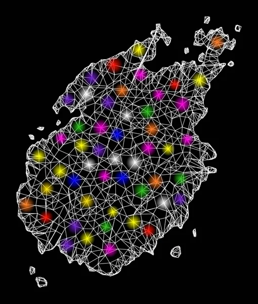 Web 2D Χάρτης της Πάρου με λαμπερές φωτεινές κηλίδες — Διανυσματικό Αρχείο