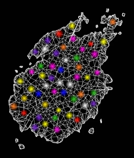 Веб-2D карта острова Парос с бликами света — стоковый вектор