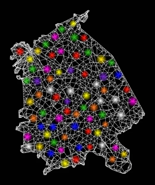 Mapa Web de la región de Pavlodar con puntos de luz de colores — Archivo Imágenes Vectoriales