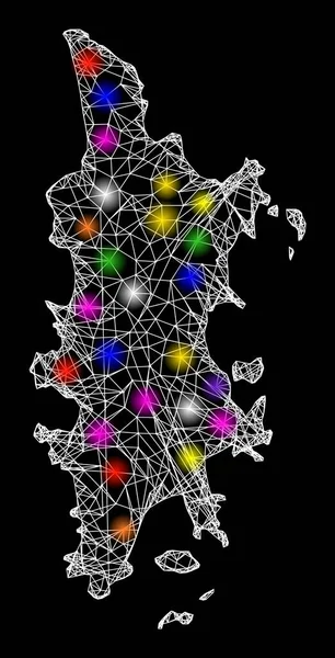 Mapa de la red web de Phuket con puntos de luz brillantes — Archivo Imágenes Vectoriales