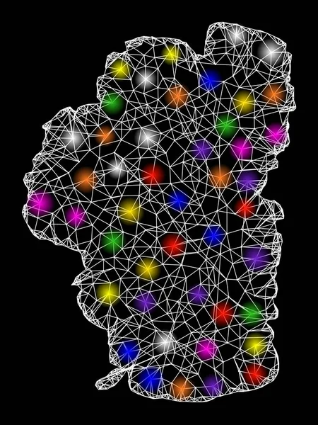 Mapa Web 2D del Lago Tahoe con Puntos de Luz Brillante — Archivo Imágenes Vectoriales