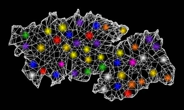 Карта сети провинции Толедо с красочными пятнами света — стоковый вектор