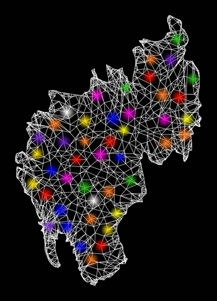 Карта веб-сетки штата Трипура со светящимися пятнами — стоковый вектор