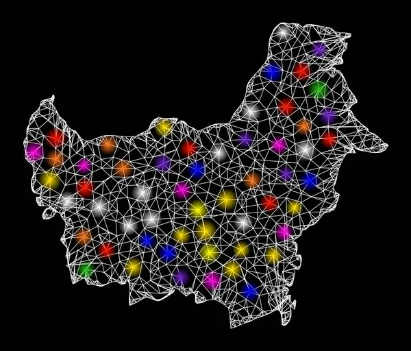 Web 2D Χάρτης του νησιού Βόρνεο με φωτεινές κηλίδες — Διανυσματικό Αρχείο