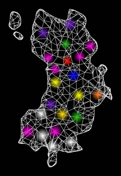 Web Wire Frame Map von Ko Tao mit grellen Lichtpunkten — Stockvektor