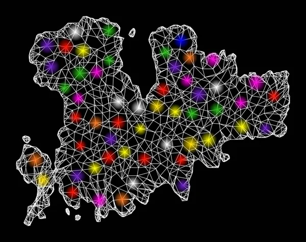 Web 2D Χάρτης της Μυκόνου με φωτεινές κηλίδες — Διανυσματικό Αρχείο