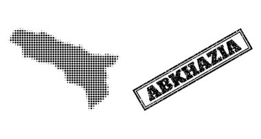 Yarı Ton Abhazya Haritası ve Çizilmiş Çerçeve Mühür Mührü