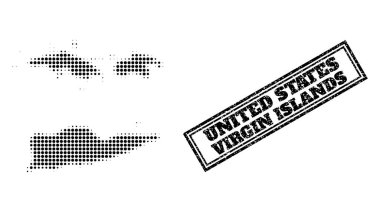 Amerikan Virjin Adaları ve Dokulu Çerçeve Damgası 'nın Yarıton Haritası