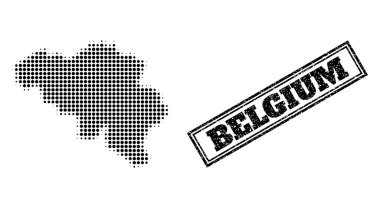 Yarı Ton Belçika Haritası ve Çizilmiş Çerçeve Mührü