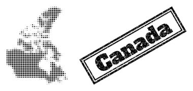 Kanada ve Grunge 'un Çerçeve İşaretli Yarı Tonlu Haritası