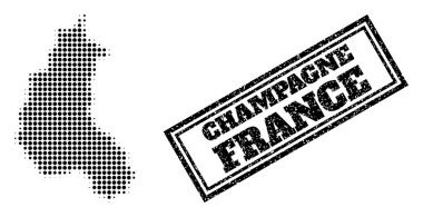 Şampanya Eyaleti 'nin Yarım Tonluk Haritası ve Kirli Çerçeve Damgası