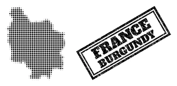 Burgundy Eyaleti 'nin Yarım Tonluk Haritası ve Grunge Çerçeveli Filigran
