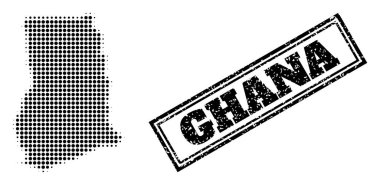 Gana 'nın Yarıton Haritası ve Çerçeve Mühürlü Tehlike Mührü