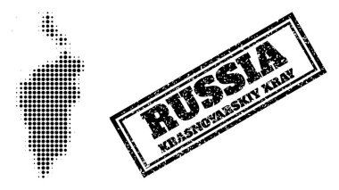 Krasnoyarskiy Kray ve Tehlike Çerçeveli Yarıton Haritası