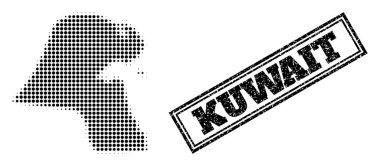 Kuveyt 'in Yarım Tonlu Haritası ve Çerçeveli Mühürlü Mühür