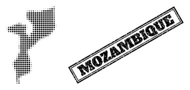 Mozambik 'in Yarıton Haritası ve Çizilmiş Çerçeve Filigranı
