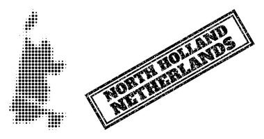 Kuzey Hollanda 'nın Yarım Tonlu Haritası ve Çerçeveli Filigran