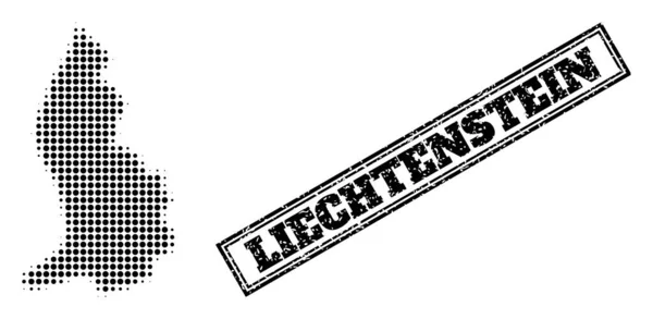 Halbtonkarte von Liechtenstein und gerahmtes Wasserzeichen — Stockvektor