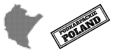 Podkarpackie Eyaletinin Yarıton Haritası ve Çizilmiş Çerçeve Mührü