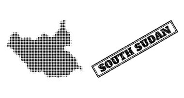Güney Sudan 'ın Yarıton Haritası ve Kirli Çerçeveli Filigran