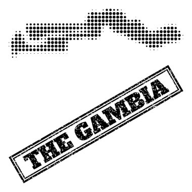 Gambiya 'nın Yarıton Haritası ve Kirli Çerçeveli Mühür