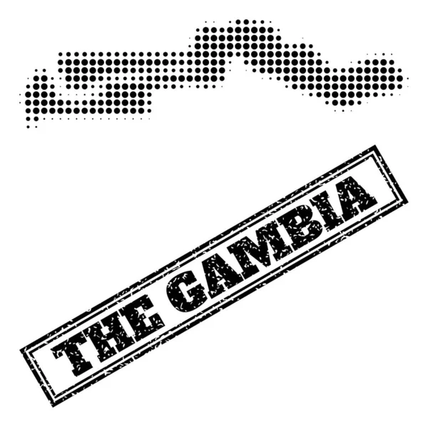 Gambiya 'nın Yarıton Haritası ve Kirli Çerçeveli Mühür