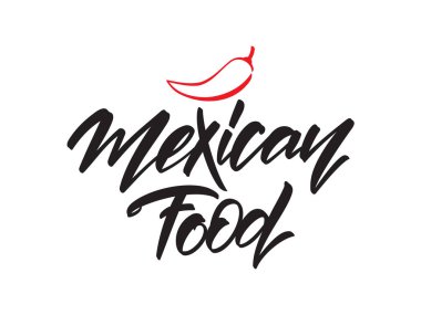 Meksika yemeği el yazısı türü yazı ile kırmızı baharat