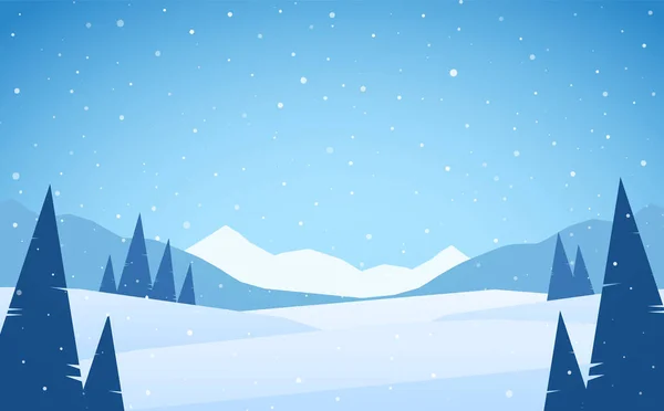 Çamlar, tepeler ve zirveleri ile Düz Kış karlı Dağlar manzara.