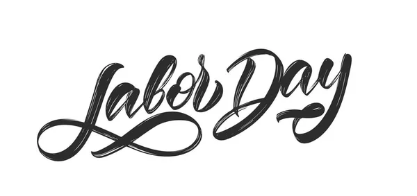 Scritto a mano tipo pennello lettering del Labor Day isolato su sfondo bianco — Vettoriale Stock